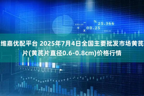 维嘉优配平台 2025年7月4日全国主要批发市场黄芪片(黄芪片直径0.6-0.8cm)价格行情