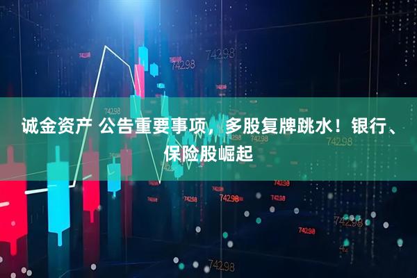 诚金资产 公告重要事项，多股复牌跳水！银行、保险股崛起